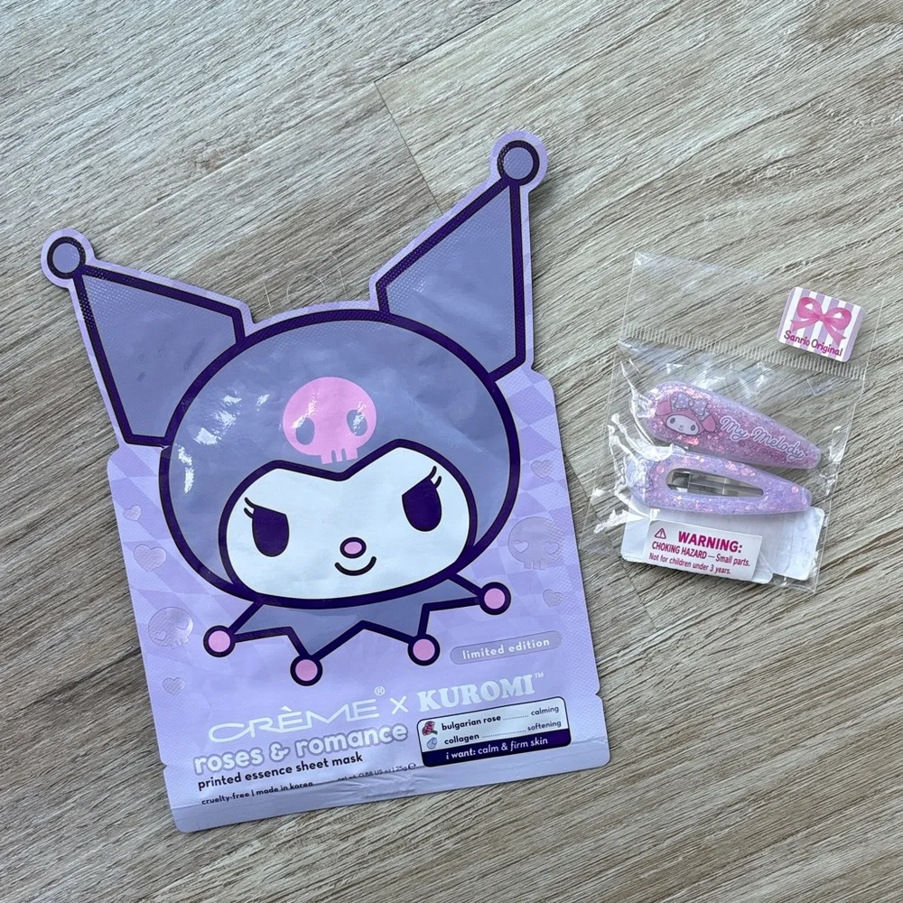 Crème x Kuromi Calming Firming Sheet Mask and Sanrio My Melody Hair Clips Set